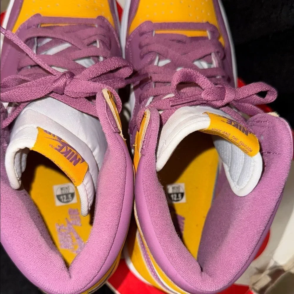Air Jordan 1 Purple and Gold High-Top Sneakers